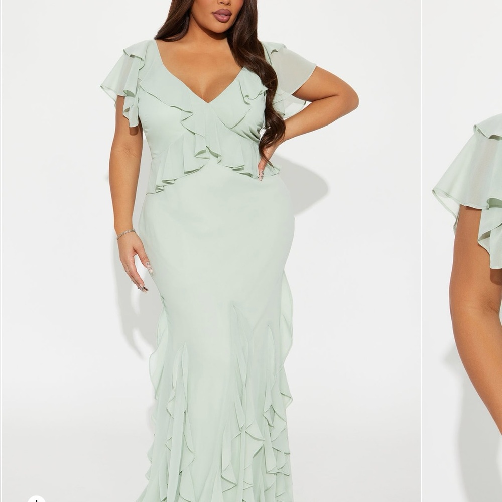 Mint Green Ruffle Dress - Picture 2 of 5